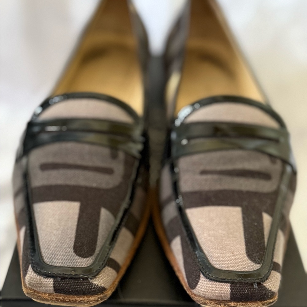 Vintage RARE Y2K Sergio Rossi Colorblock Printed Loafers